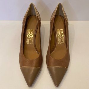 NEW! Salvatore Ferragamo Tan Leather & Suede Pumps